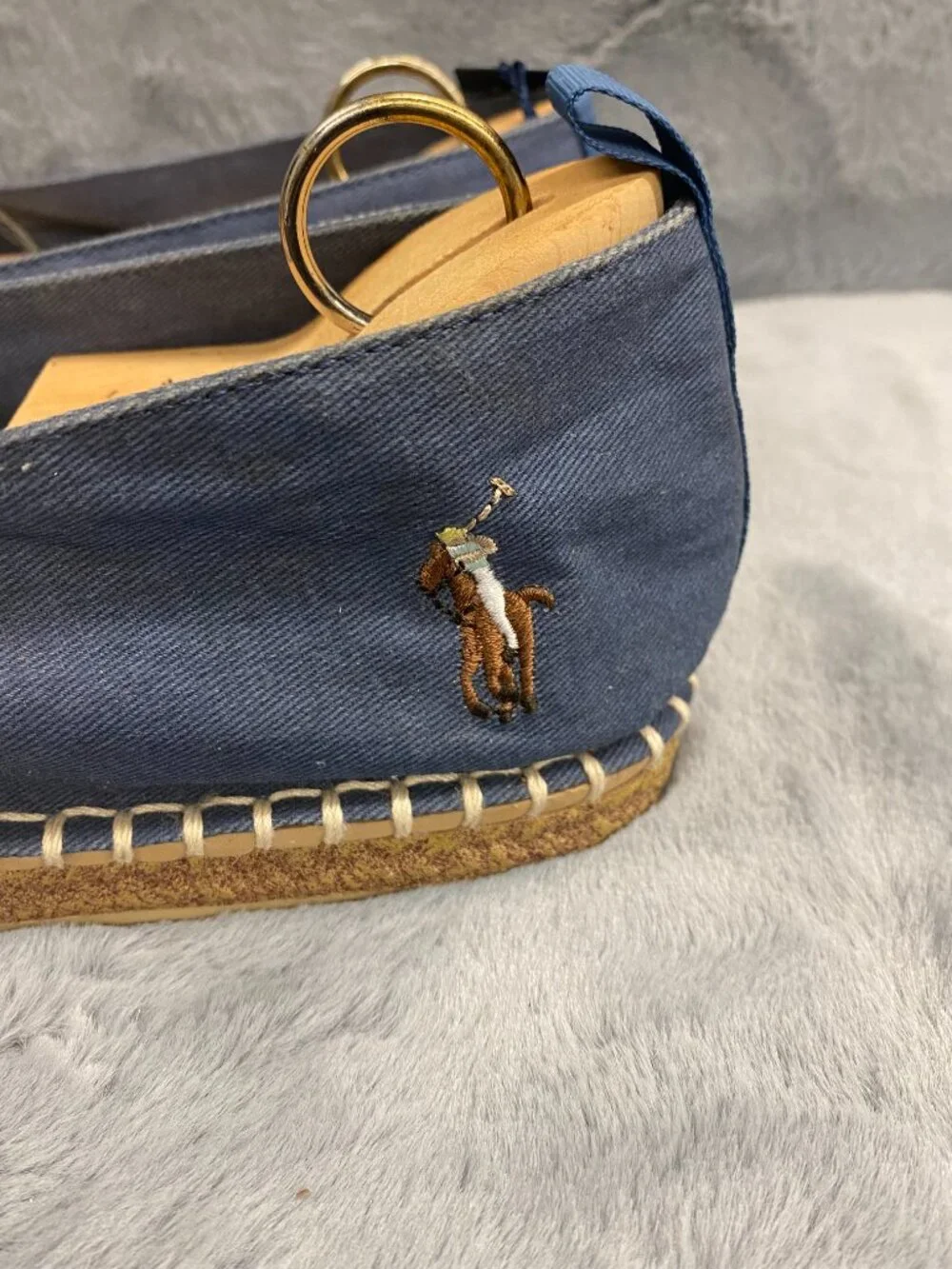 NWT Polo Ralph Lauren Spadrilles Denim Blue & Cream Mens Size 12D
